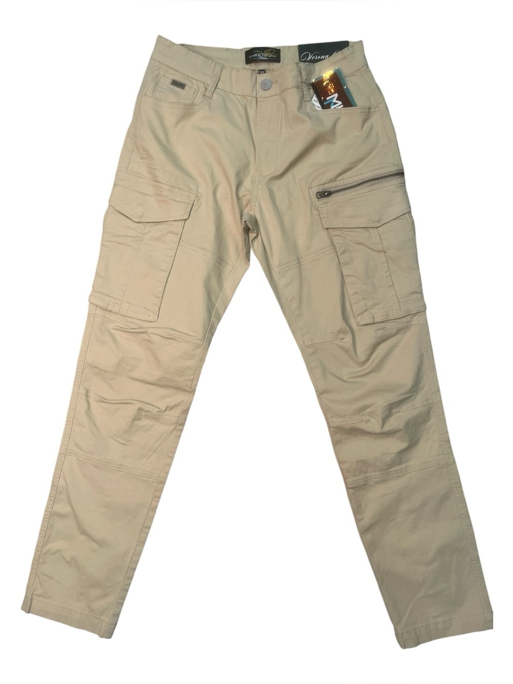Sz 34 Men's Beige Cargo Pants — Durable Utility Trousers